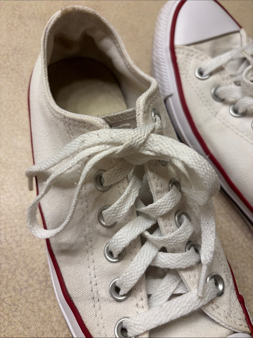 Converse Low Top Sneakers in White with Red Stripe - Picture 12 of 12